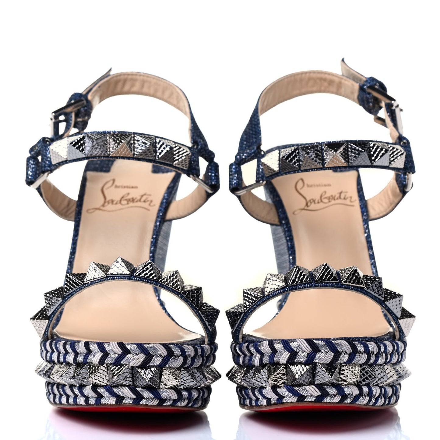 Lame Lux Pyraclou 110 Wedge Sandals 37 Denim