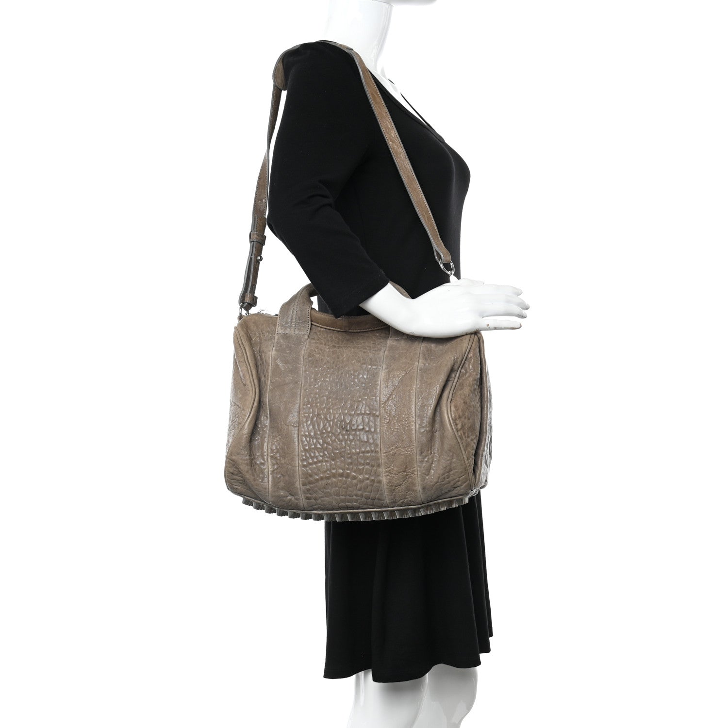 Alexander Wang Pebbled Lambskin Rocco Grey Silver Hardware 2 of 8