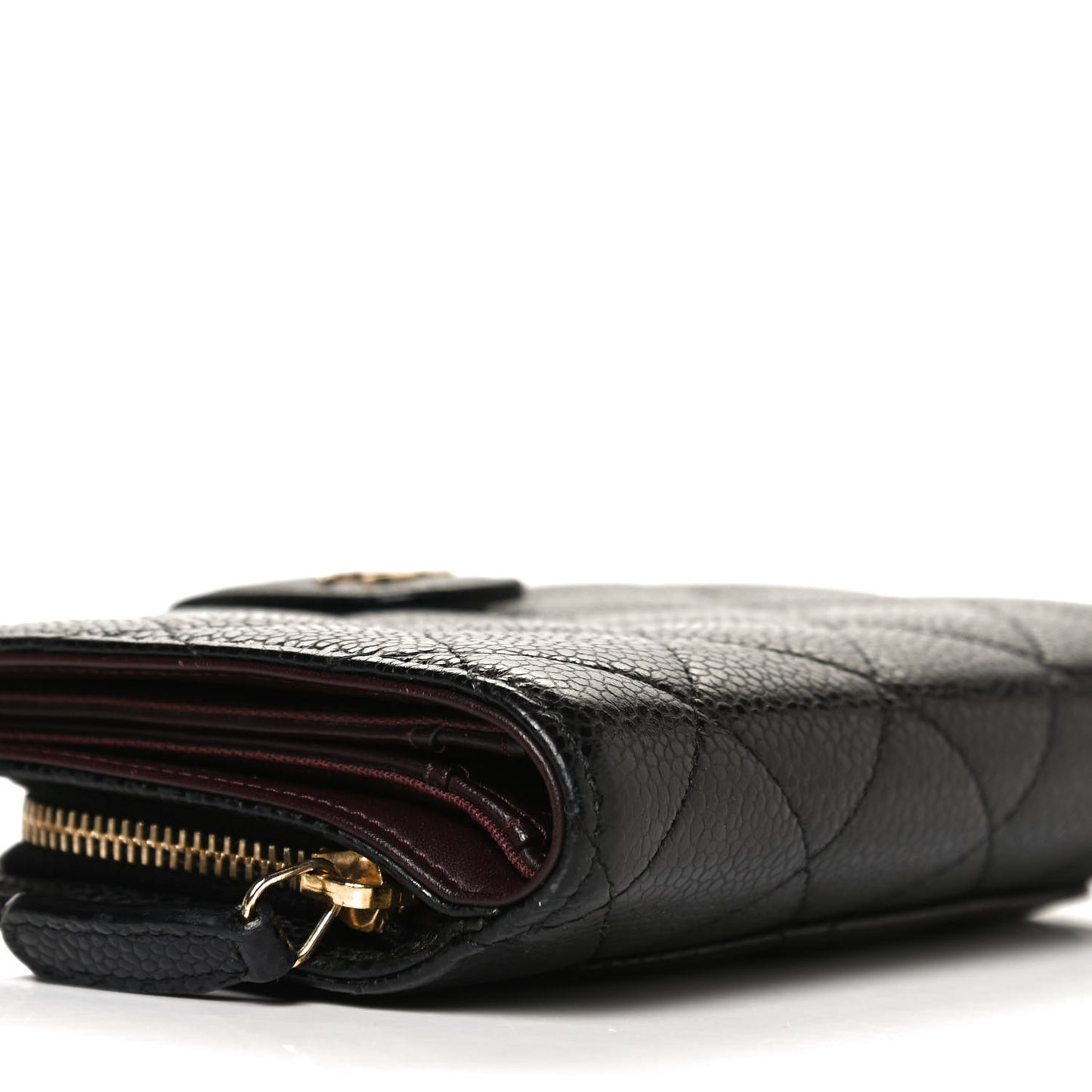 Caviar Quilted Zipped Pocket Wallet Black