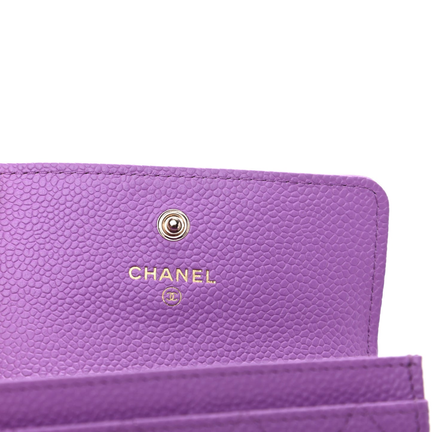 Caviar Quilted Boy Flap Card Holder Purple