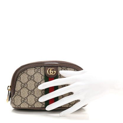 Gucci GG Supreme Monogram Textured Calfskin Web Medium Ophidia Cosmetic Case Beige Ebony New Acero 2 of 8