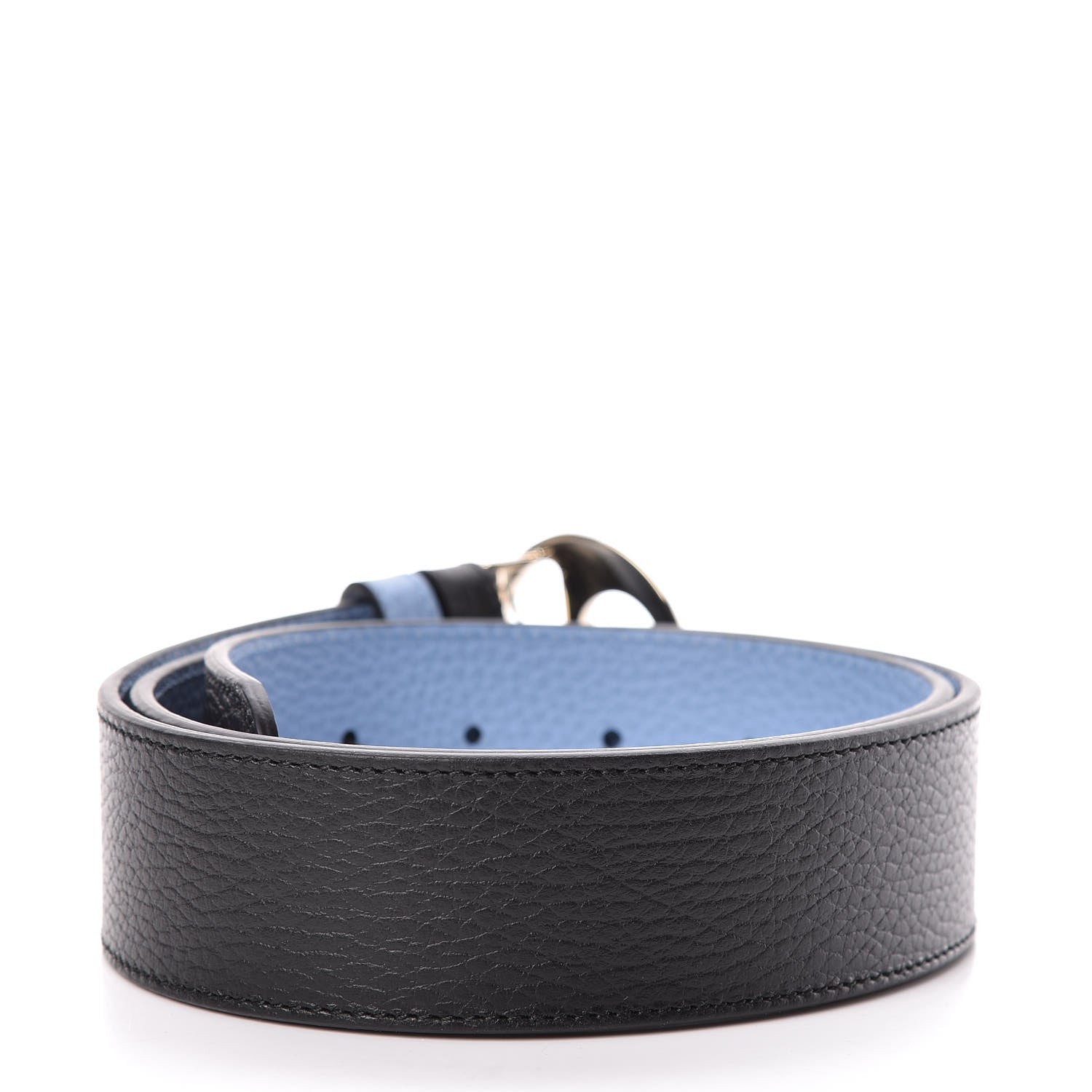 Gucci Dollar Calfskin 1973 Reversible Belt 85 34 Black Mineral Blue 3 of 6