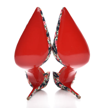 Christian Louboutin Denim Floral Iriza 100 Pumps 37 Multi Bisou 5 of 8