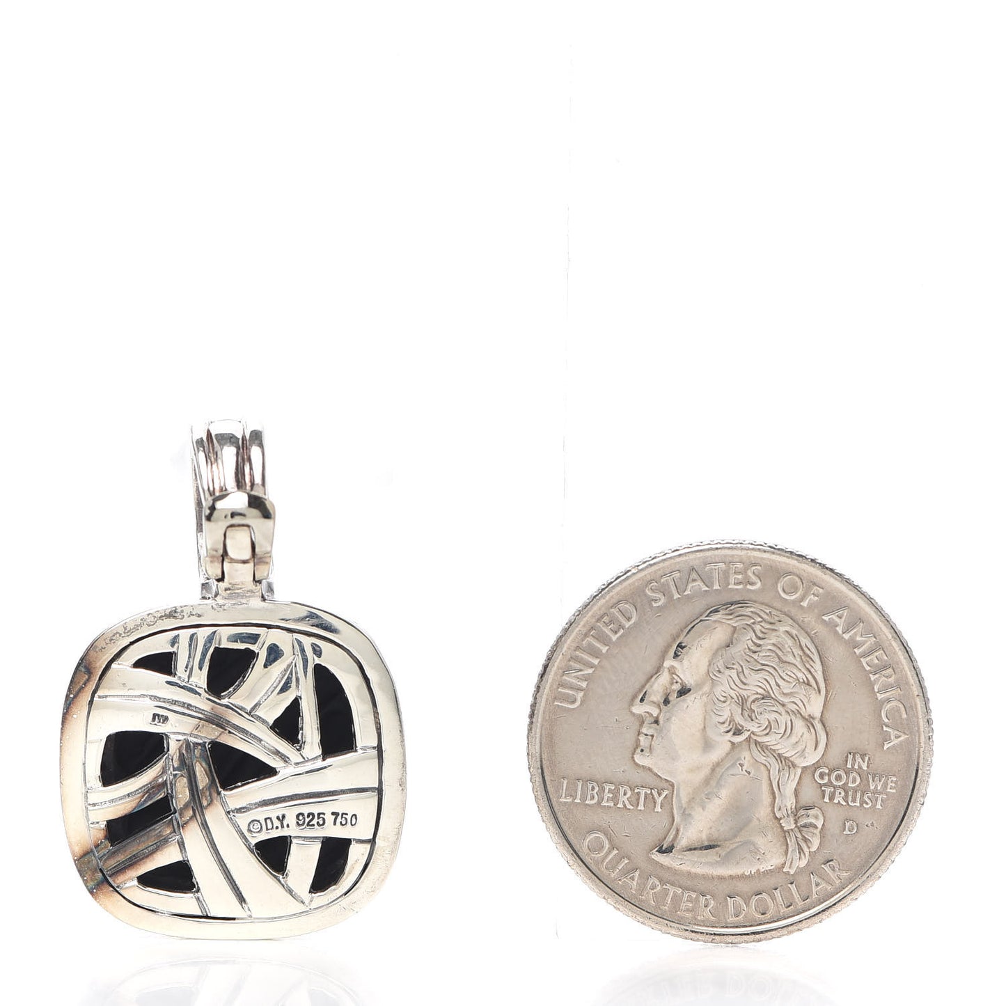 Sterling Silver 18K Yellow Gold 16mm Sculpted Cable Enhancer Pendant