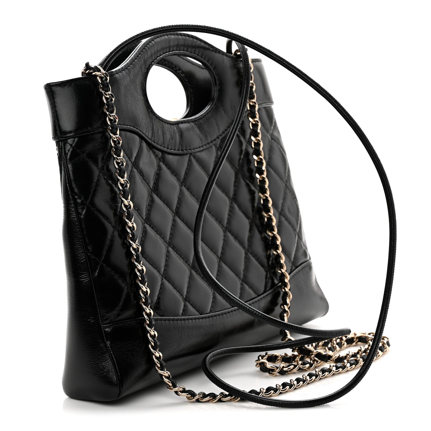Chanel Shiny Lambskin Quilted Mini 31 Shopping Bag Black 3 of 10