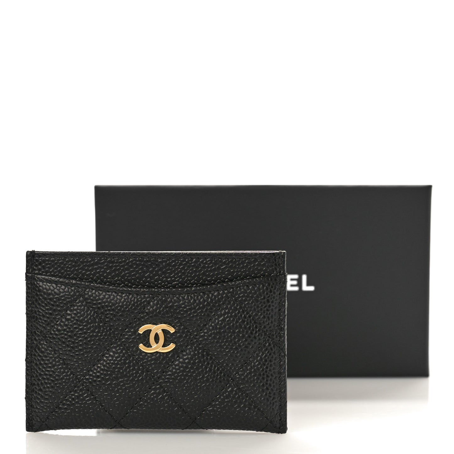 Caviar Quilted Card Holder Black