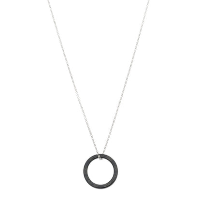 Tiffany Sterling Silver Titanium 1837 Circle Pendant Necklace 1 of 5