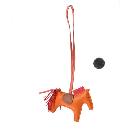 Hermes Milo Lambskin Grigri Rodeo Horse Bag Charm PM Orange Bougainvillea Gold Flamingo 2 of 5