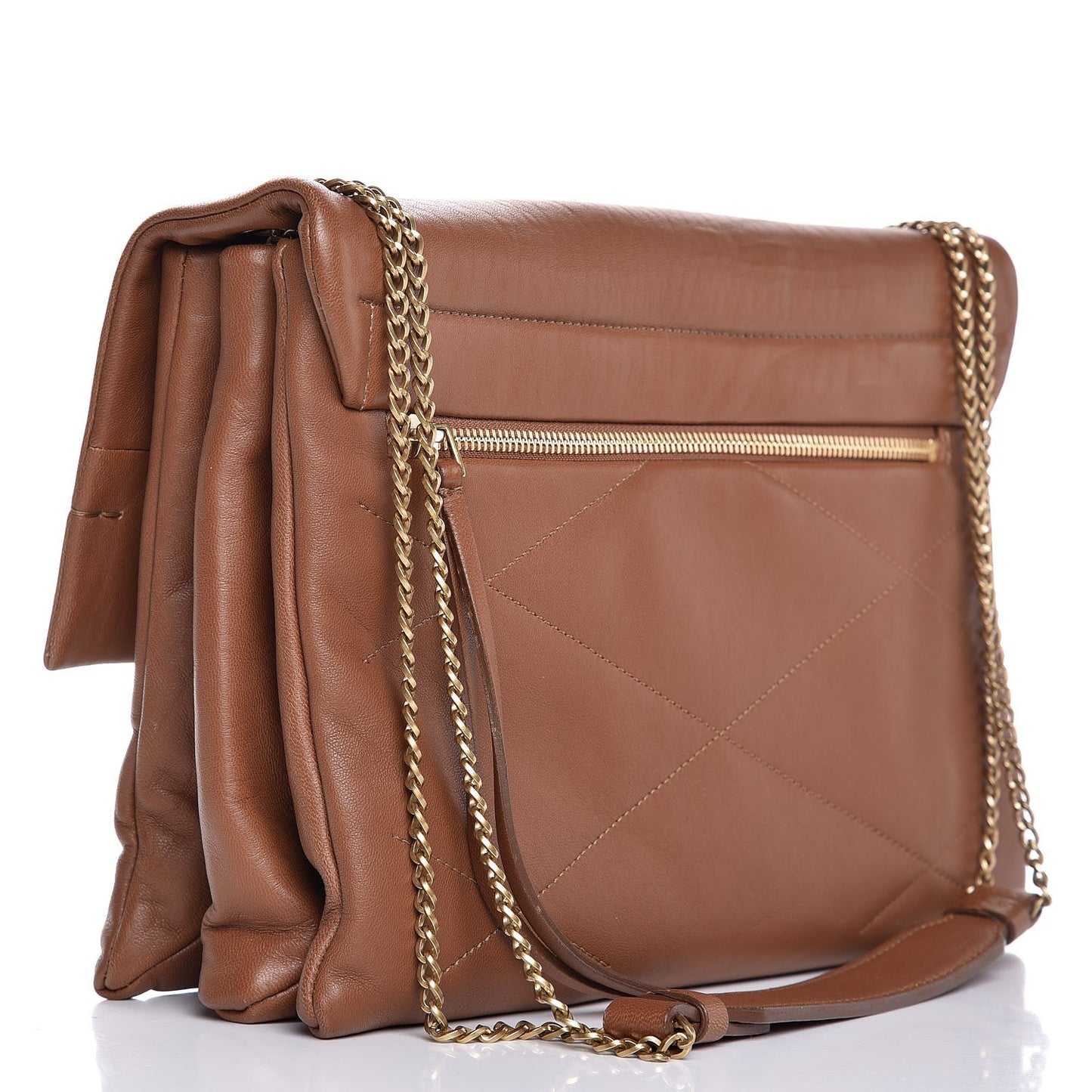 Lambskin Quilted Medium Sugar Flap Shoulder Bag Camel