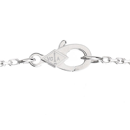 Van Cleef & Arpels 18K White Gold Diamond Guilloche Vintage Alhambra Pendant Necklace 4 of 7