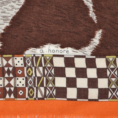 Hermes Cashmere Silk Pelages et Camouflage Fringed Scarf 90 3 of 5