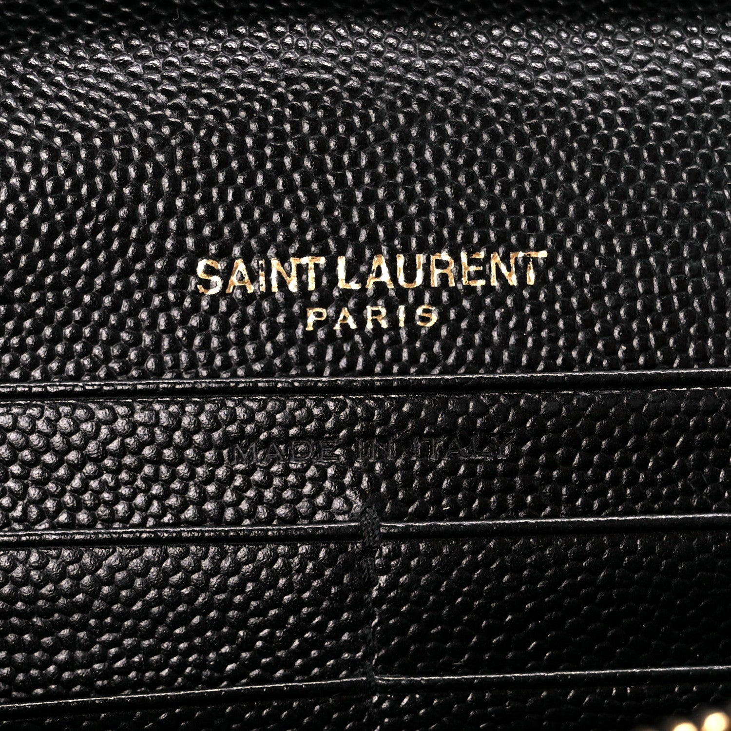 Saint Laurent Grain De Poudre Matelasse Chevron Monogram Chain Wallet Black 9 of 12