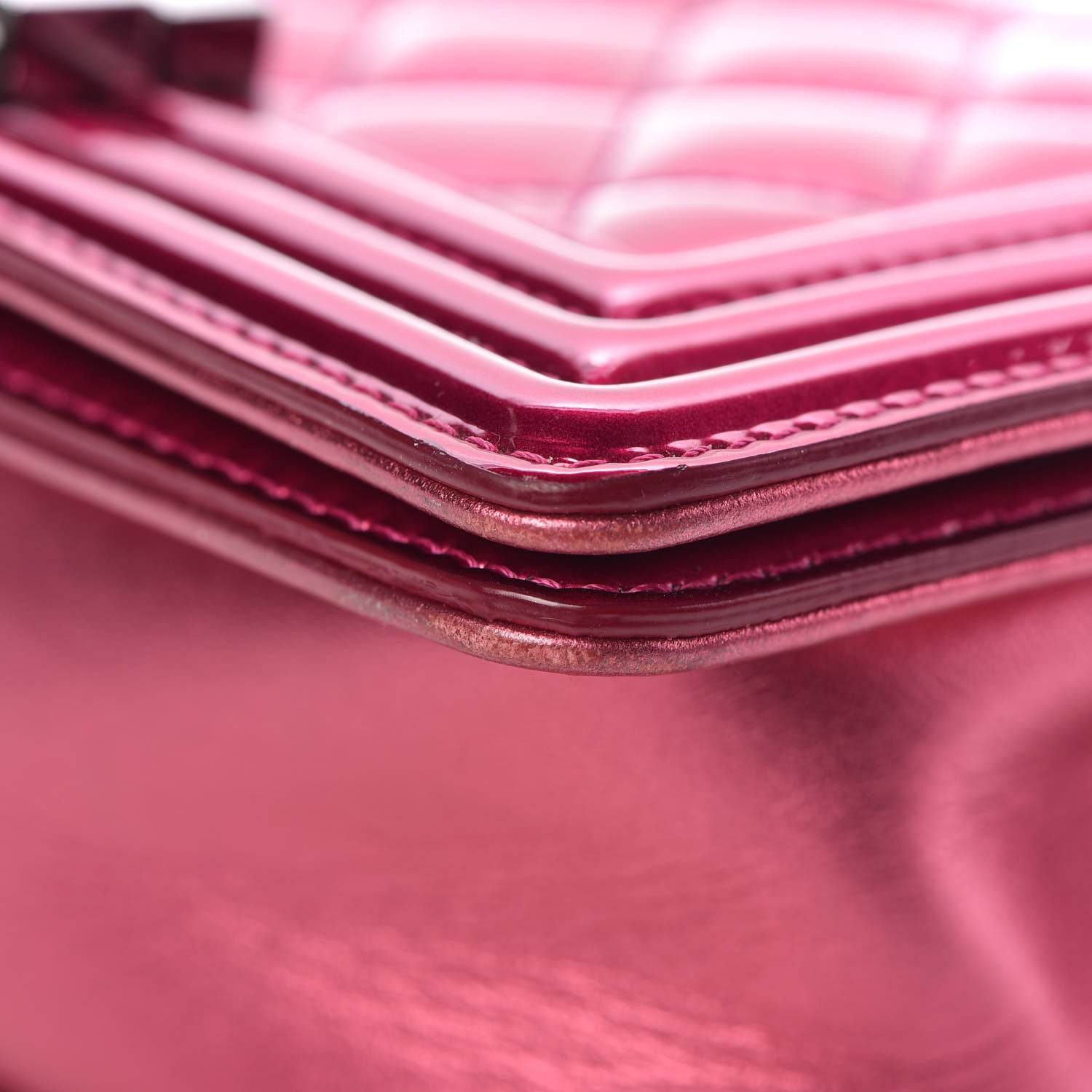 Chanel Metallic Patent Calfskin Quilted Small Boy Flap Pink 13 of 13