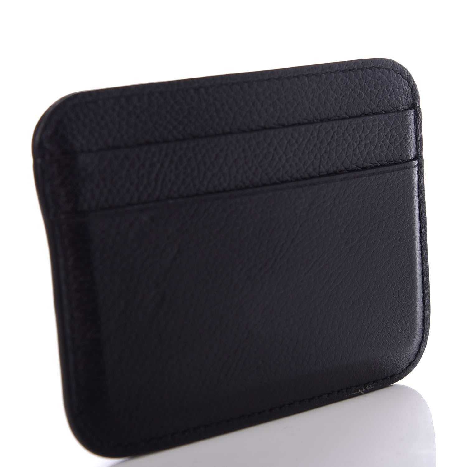 Balenciaga Grained Calfskin Logo Cash Rounded Card Holder Black White 3 of 7
