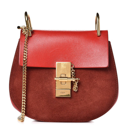 Chloe Lambskin Suede Calfskin Mini Drew Shoulder Bag Paprika Red 1 of 11