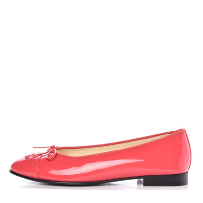 Chanel Patent Calfskin CC Cap Toe Ballerina Flats 39.5 Coral 1 of 9