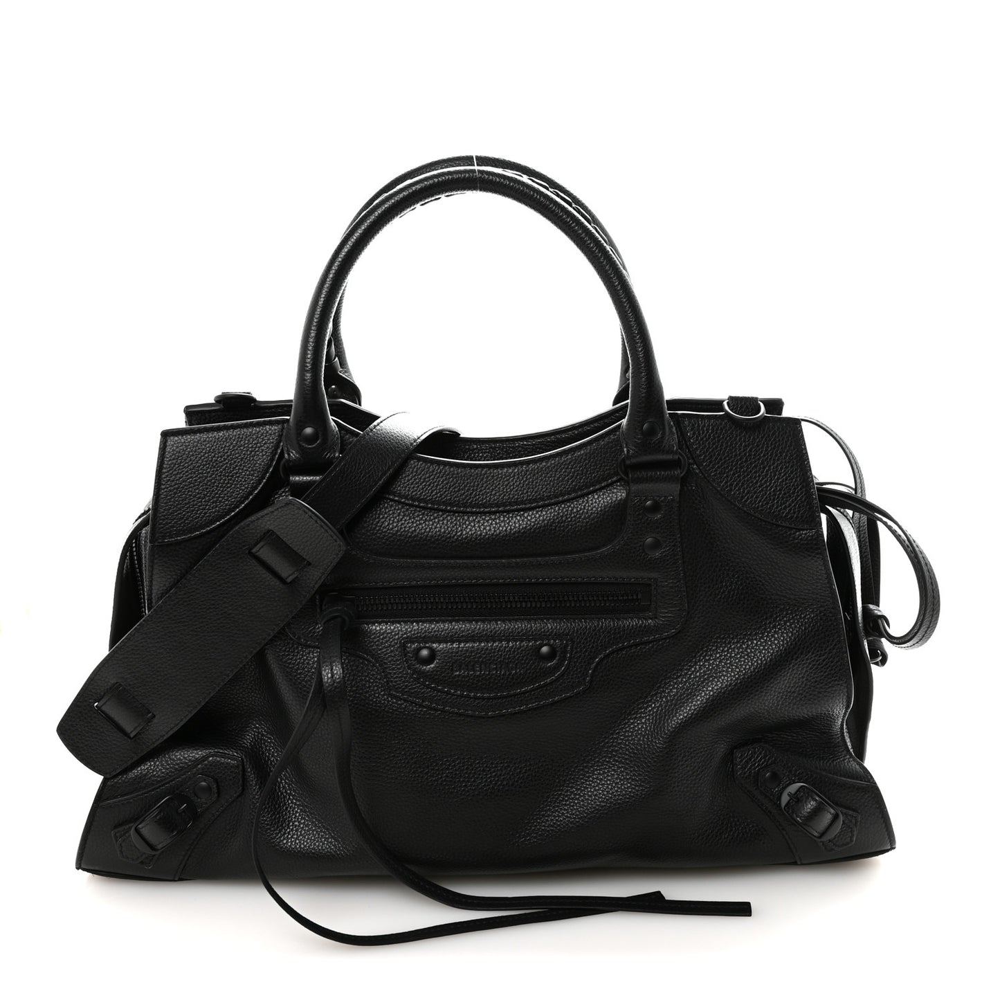 Grained Calfskin Neo Classic Black Hardware Medium City Black