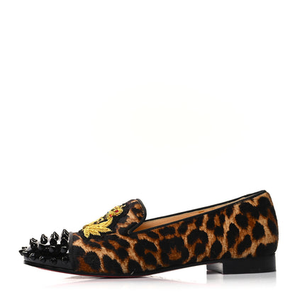 Christian Louboutin Pony Hair Print Spikes Womens Intern Flat Loafers 36 Leopard Black 1 of 11
