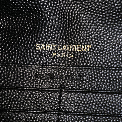 Saint Laurent Grain De Poudre Matelasse Chevron Monogram Chain Wallet Black 6 of 9