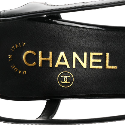 Chanel Patent Calfskin Slingback CC Cutout Pumps 36 Black 8 of 10