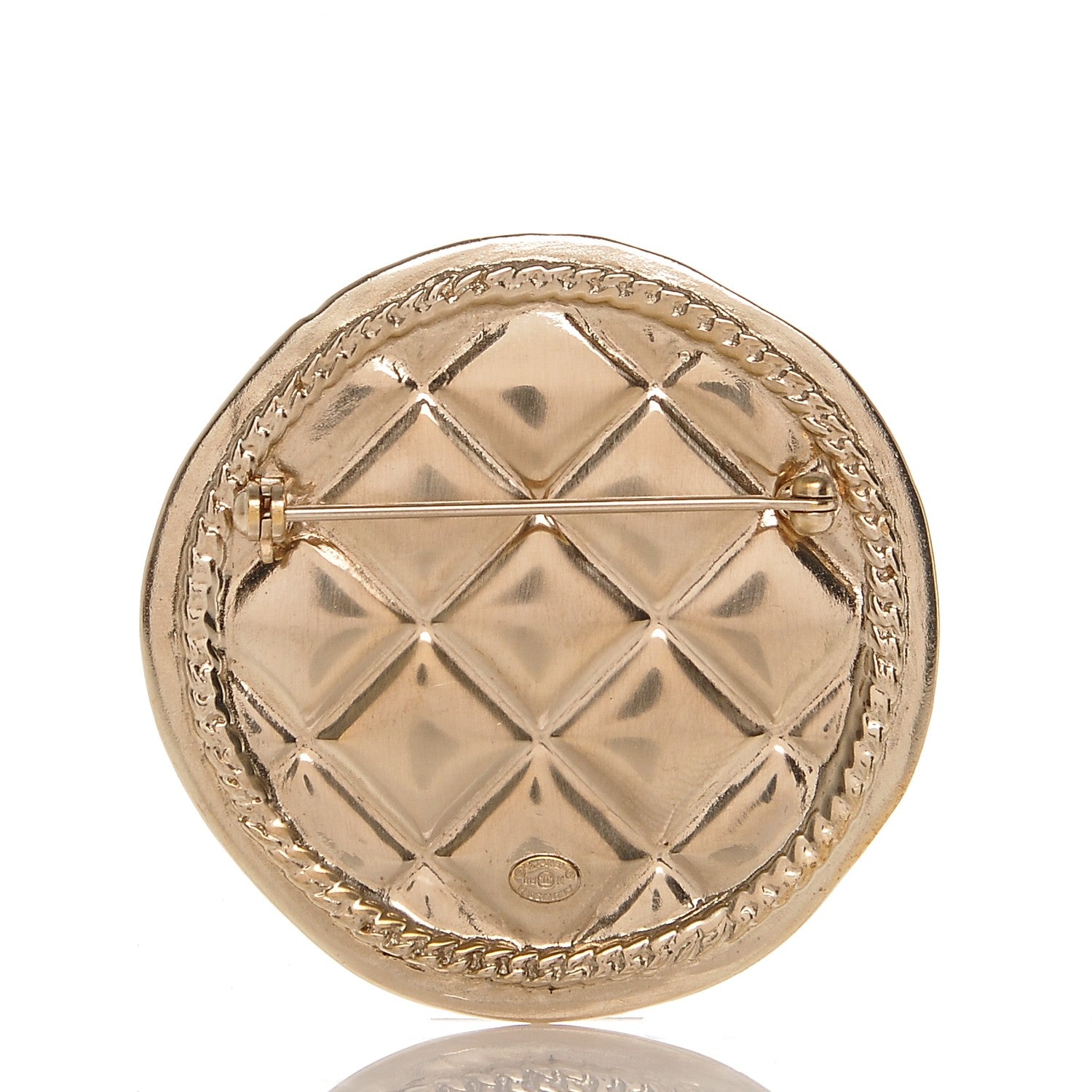 Chanel Quilted CC Brooch Pin Gold 3 of 4