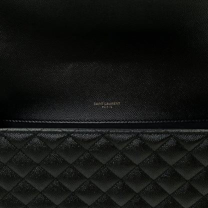 Saint Laurent Grain De Poudre Textured Mixed Matelasse Large Triquilt Monogram Satchel Black 6 of 13