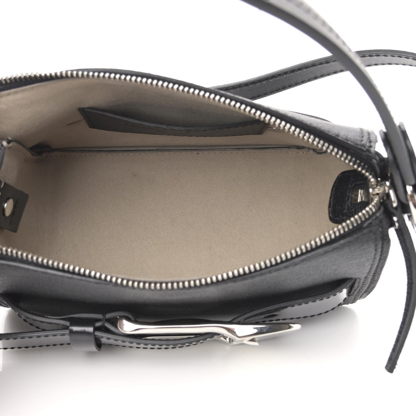 Embossed Grained Calfskin Buckle Box Bag Black