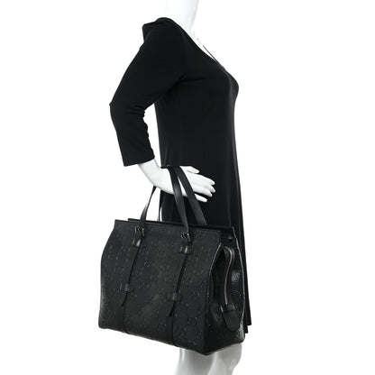 Gucci Calfskin GG Tennis Embossed Tote Bag Black 2 of 10