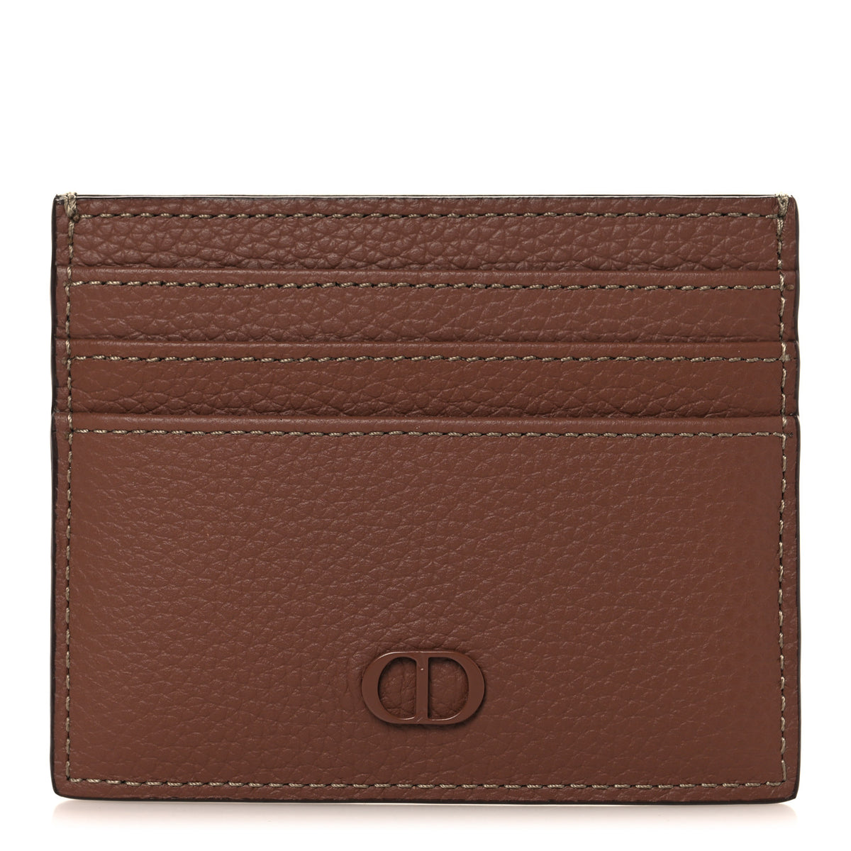 Christian Dior Grained Calfskin Card Holder Brown Beige 1 of 7