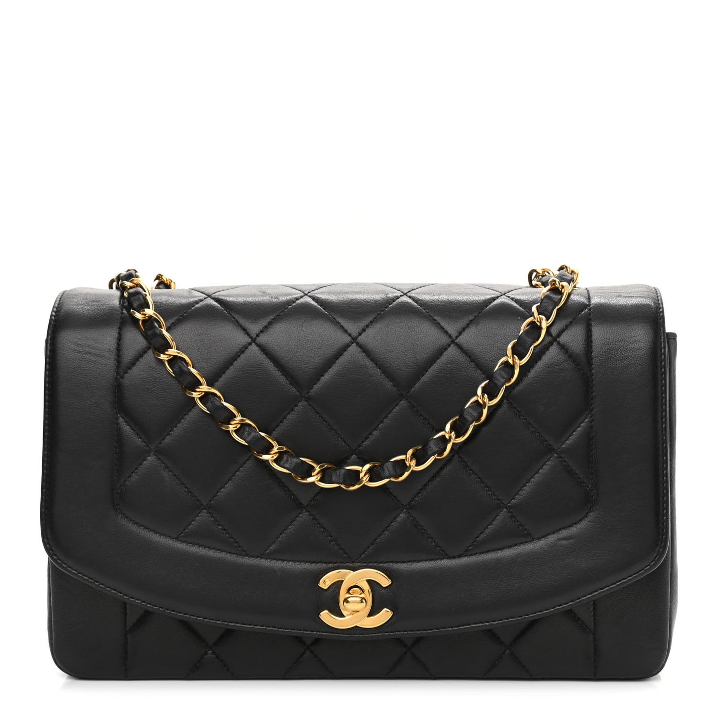 Lambskin Quilted Medium Single Flap Black