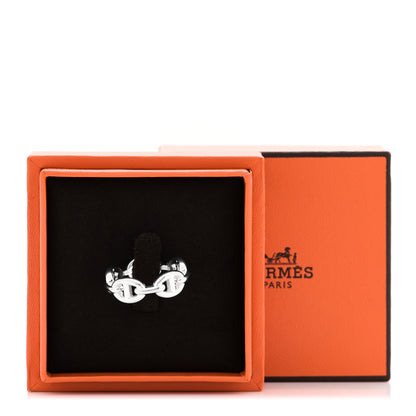 Hermes Sterling Silver PM Chaine d'Ancre Enchainee Band Ring 56 7.75 5 of 5