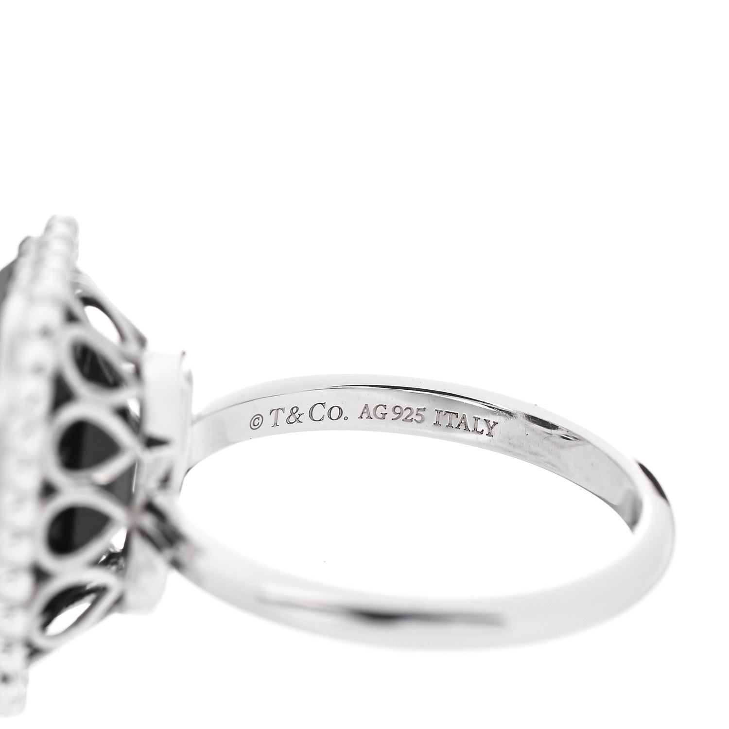 Tiffany Sterling Silver Black Onyx Ziegfeld Daisy Ring 55 7.25 4 of 5