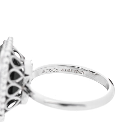 Tiffany Sterling Silver Black Onyx Ziegfeld Daisy Ring 55 7.25 4 of 5