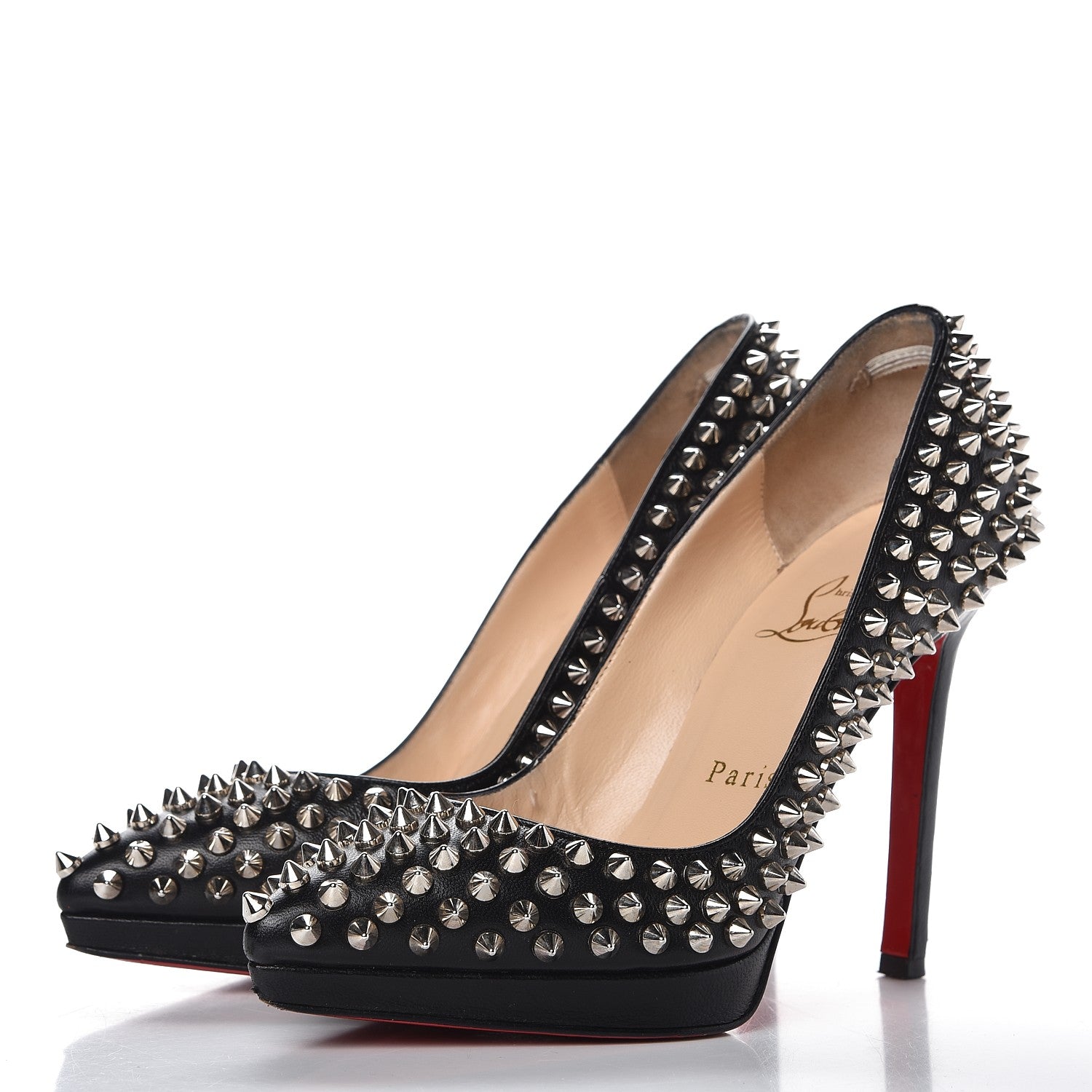 Christian Louboutin Nappa Pigalle Plato Spikes 120 Pumps 34.5 Black 3 of 13