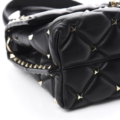 Valentino Garavani Lambskin VLTN Print Candystud Top Handle Bag Black 7 of 12