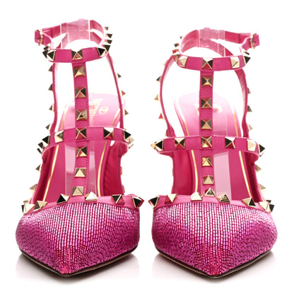 Valentino Garavani Nappa Beaded Embroidered Rockstud Ankle Strap 100mm Pumps 41 Pink 3 of 10