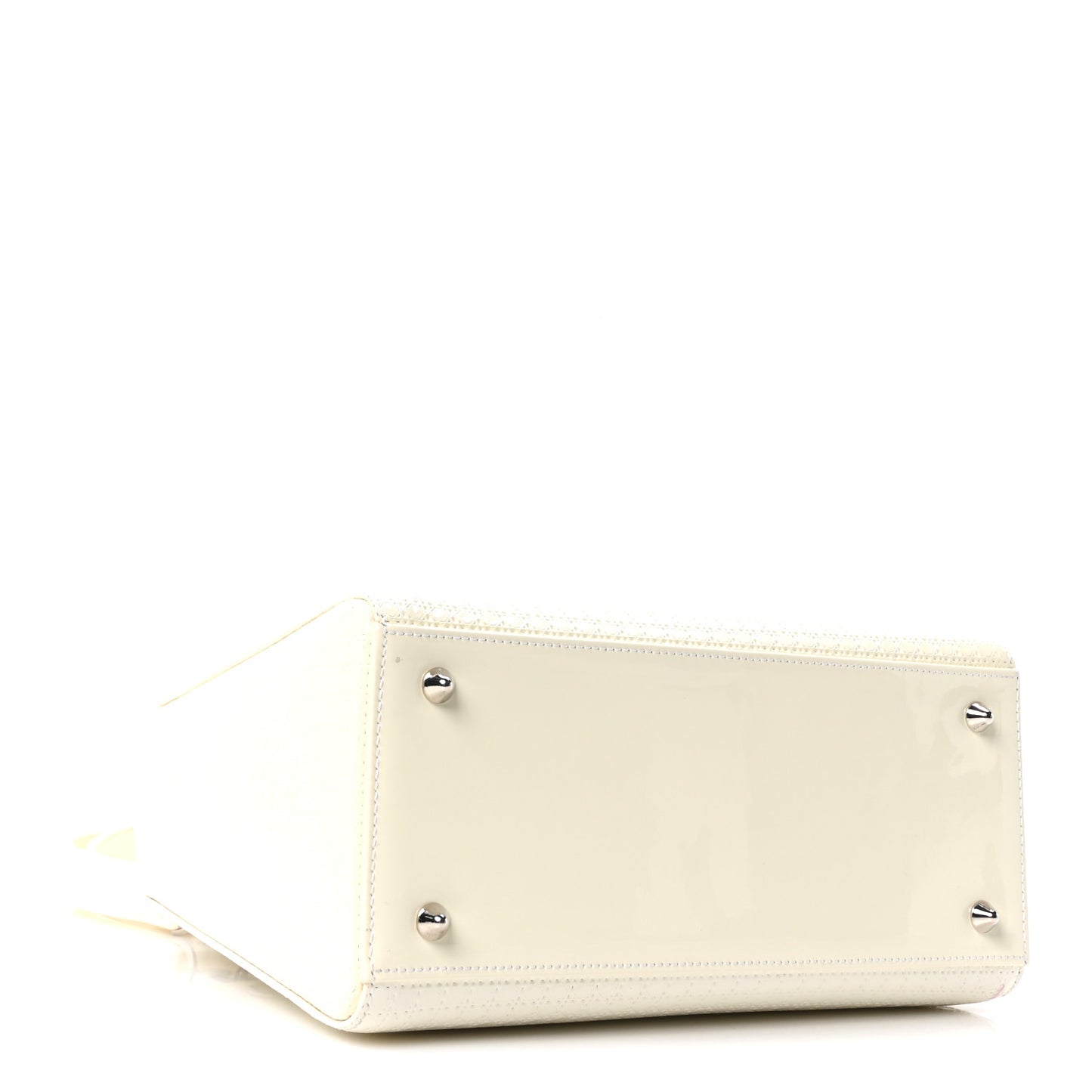 Patent Micro-Cannage Medium Lady Dior White