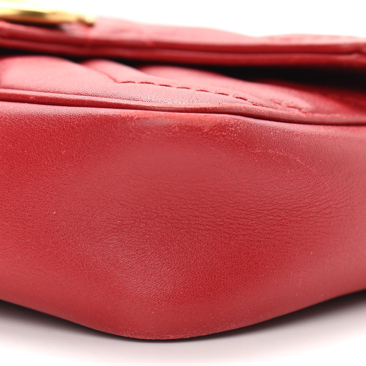 Gucci Calfskin Matelasse Super Mini GG Marmont Shoulder Bag Hibiscus Red 10 of 11