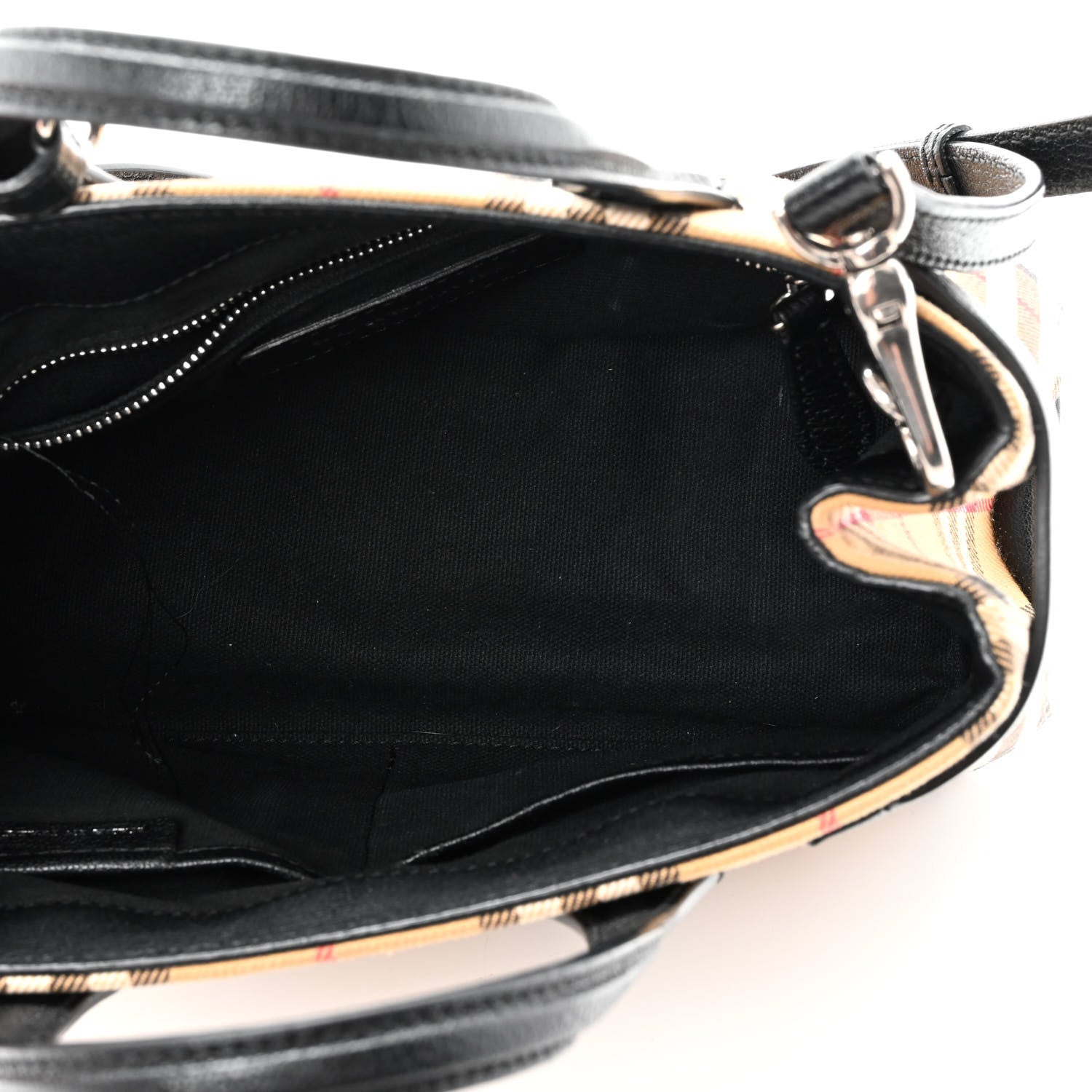 Burberry Goatskin Vintage Check Small Banner Tote Black 5 of 10
