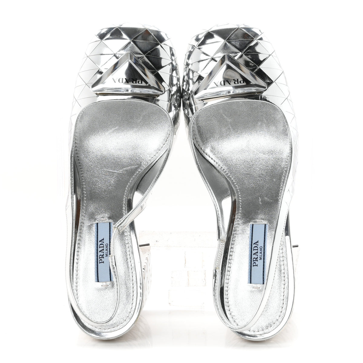 Spazzolato Triangle Logo Slingback 90mm Pumps 37 Argento