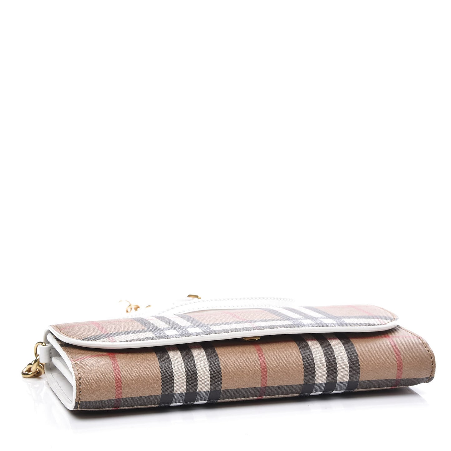 Vintage Check Henley Wallet On Chain Chalk White