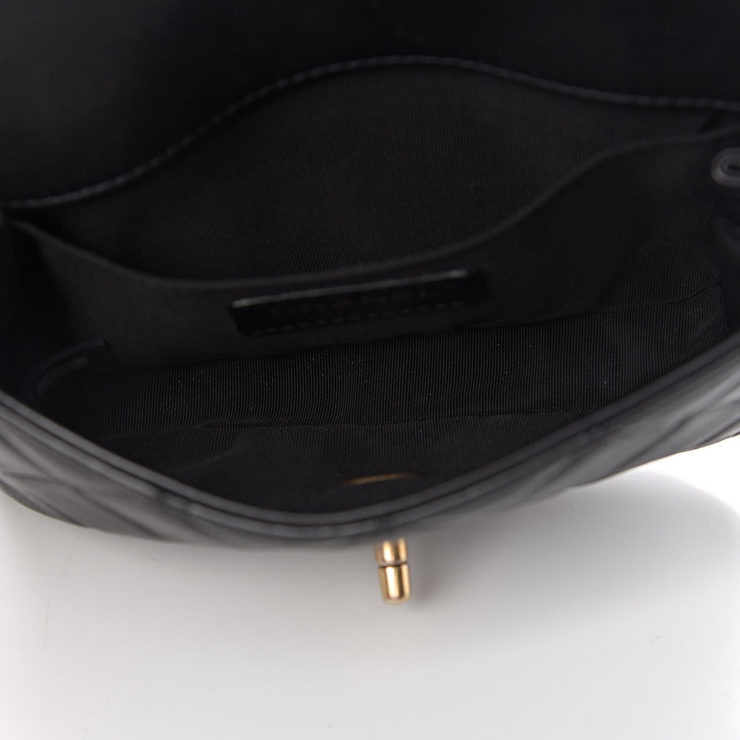 Calfskin Quilted Flap Waist Bag Black