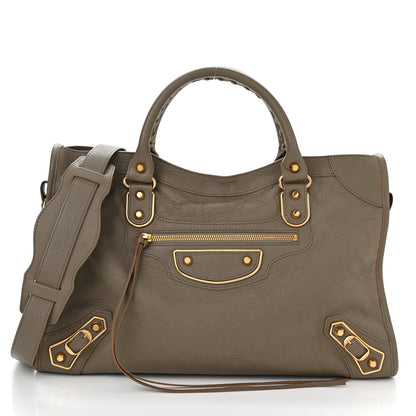 Balenciaga Chevre Gold Metallic Edge Hardware City Gris Taupe 2 of 12