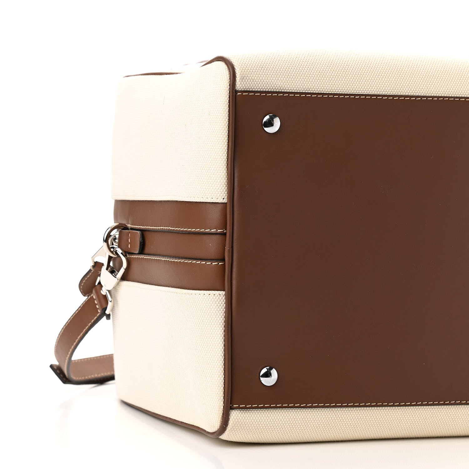 Burberry Cotton Canvas Medium Logo Horseferry Cube Bag Natural Tan 8 of 9
