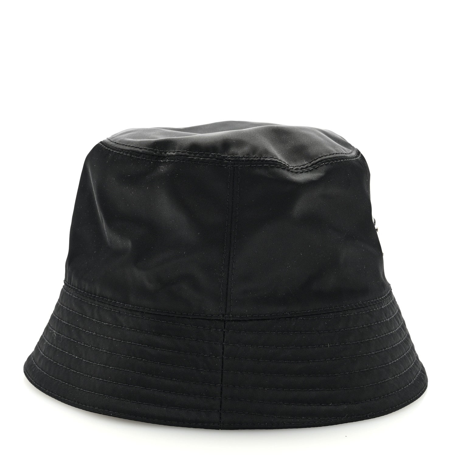 Prada Re-Nylon Metal Triangle Logo Womens Bucket Hat S Black 5 of 7