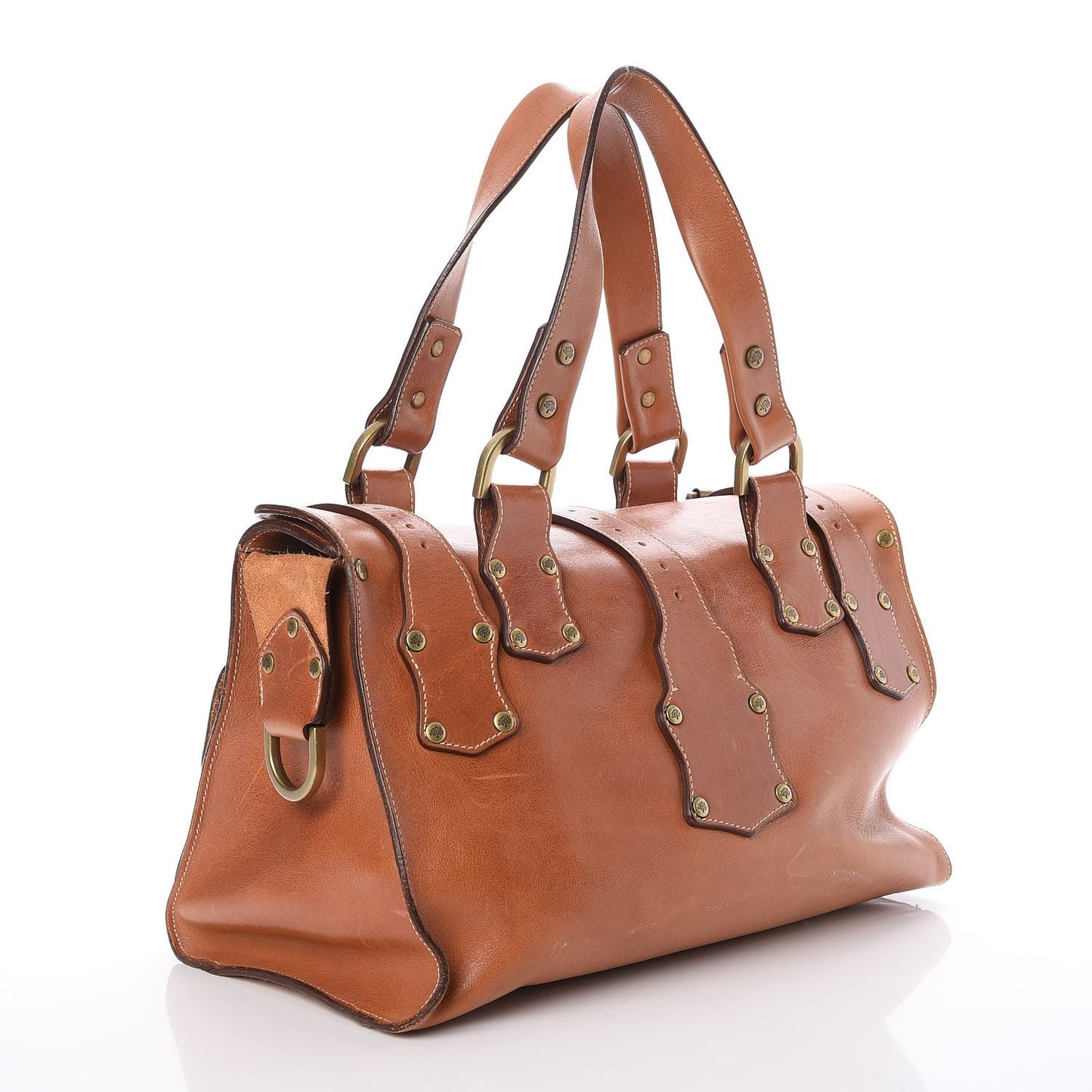 Calfskin Roxanne Satchel Bag Brown