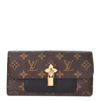 Louis Vuitton Monogram Flower Lock Long Wallet Black 1 of 6