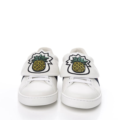 Gucci Calfskin Ayers Crystal Web Womens New Ace Pineapple Sneakers 38 White 2 of 9