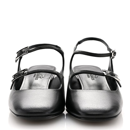 Hermes Goatskin Jackie 50 Pumps 35 Black 3 of 10