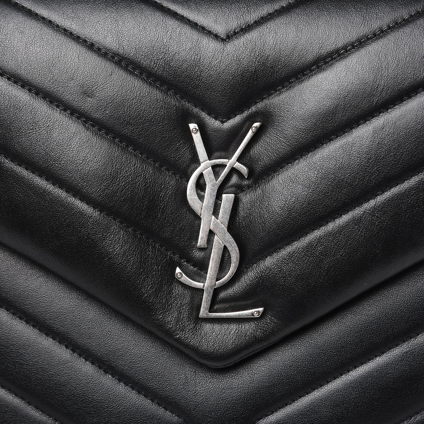 Calfskin Y Quilted Monogram Medium Loulou Chain Satchel Black